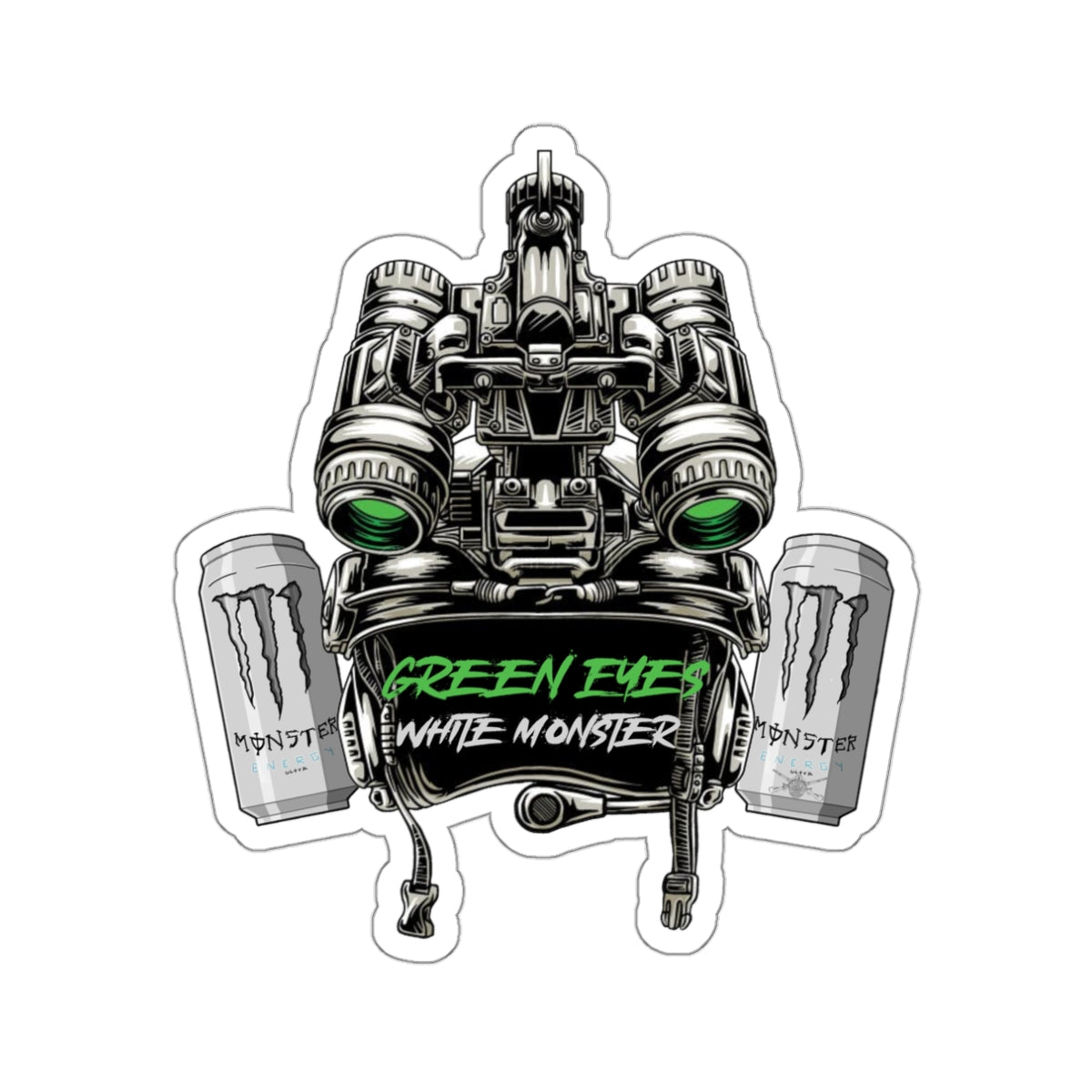 Sticker (Green Eyes White Monster) 3"