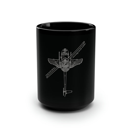 R44 WINGS - Black Mug, 15oz