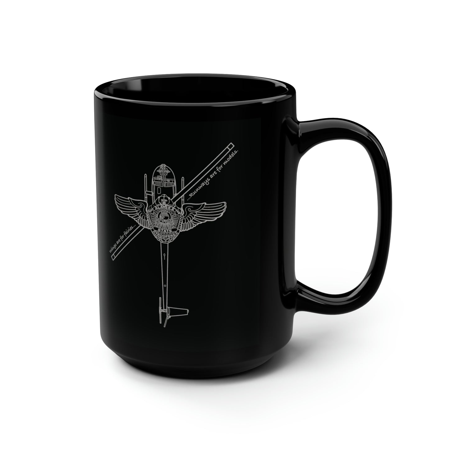 R44 WINGS “So there I was…” - Black Mug, 15oz