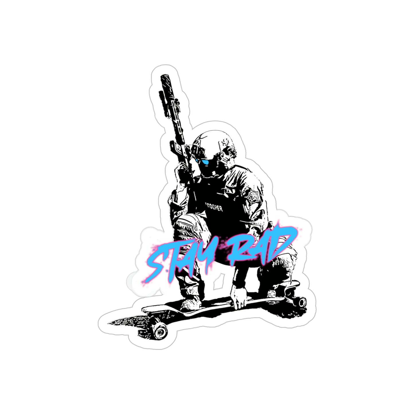 STAY RAD (Long Board) Transparent Outdoor Sticker