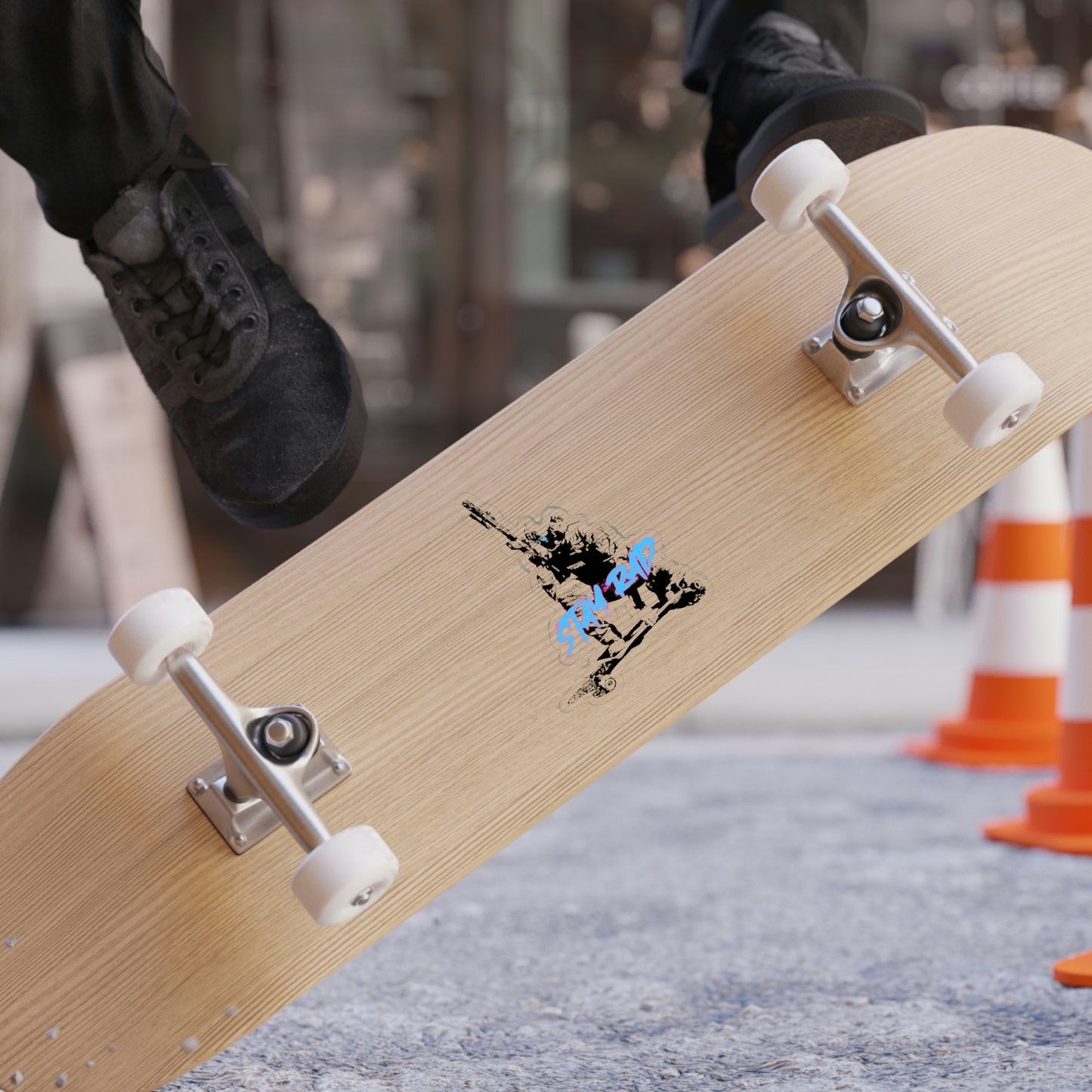 STAY RAD (Long Board) Transparent Outdoor Sticker