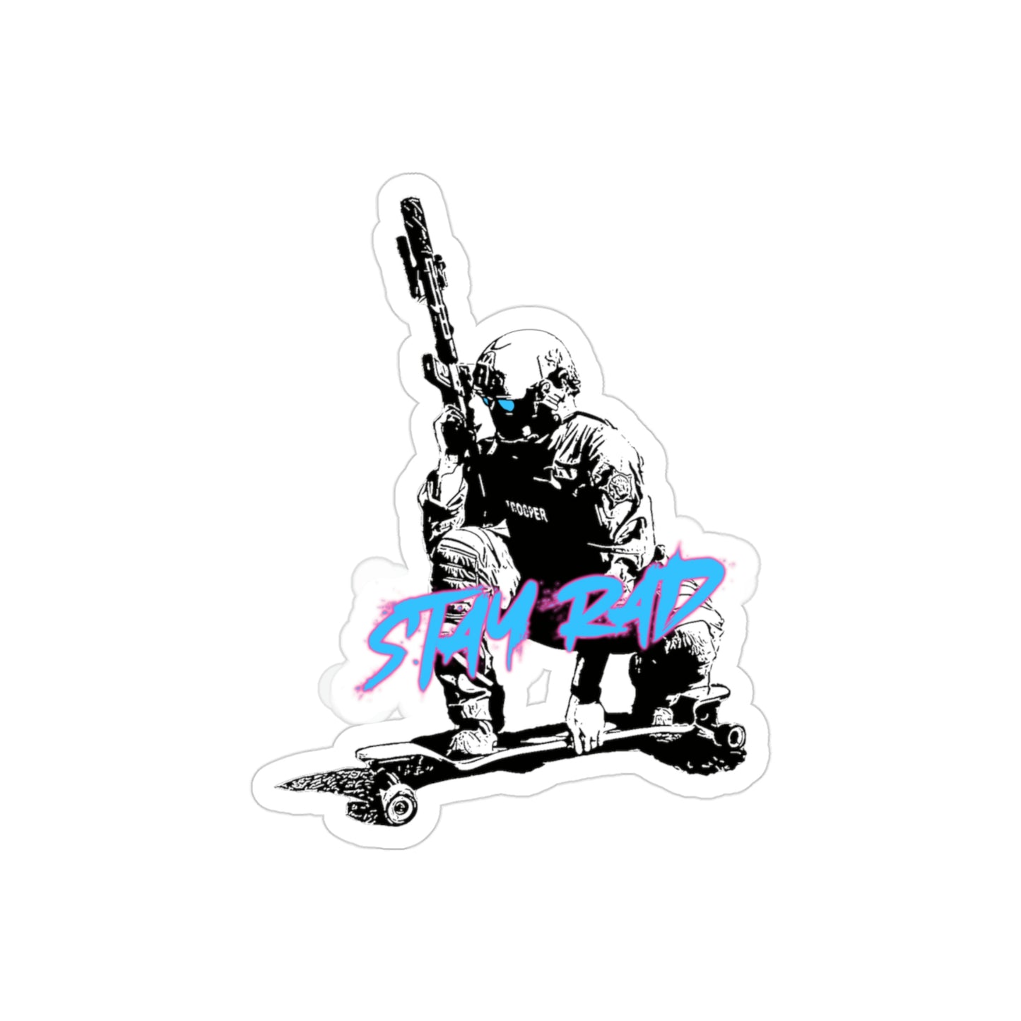 STAY RAD (Long Board) Transparent Outdoor Sticker