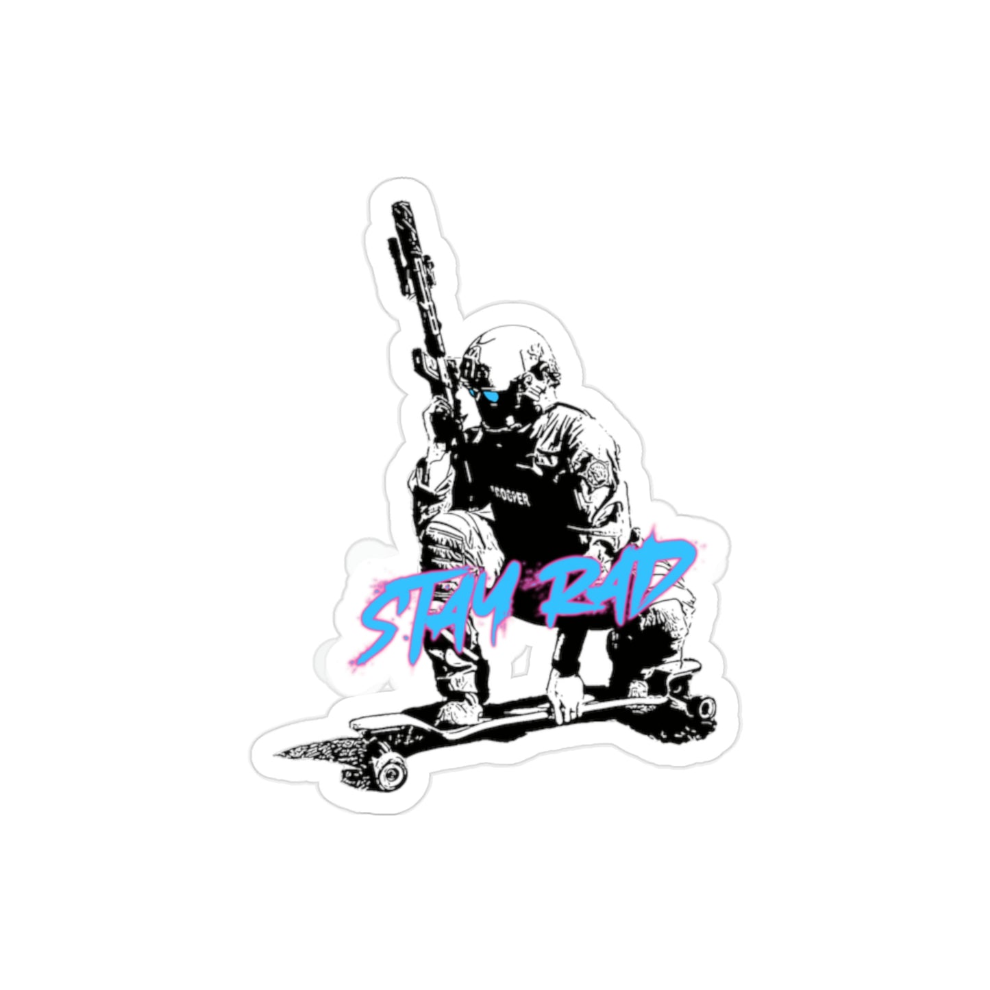 STAY RAD (Long Board) Transparent Outdoor Sticker